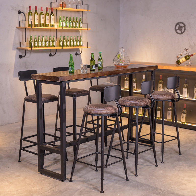 Industrial 1/4/7 Pieces Bar Table Set Rectangle Pine Wood Counter Table for Cafe