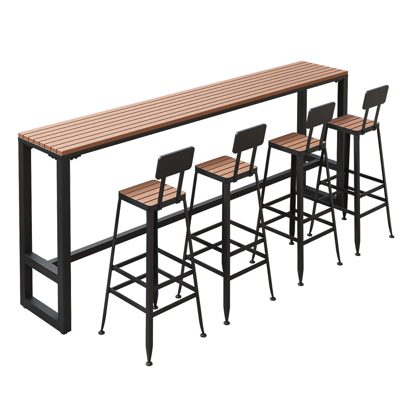 Modern 1/5 Pieces Bar Table Set Rectangle Plastic Wood Counter Table  for Courtyard