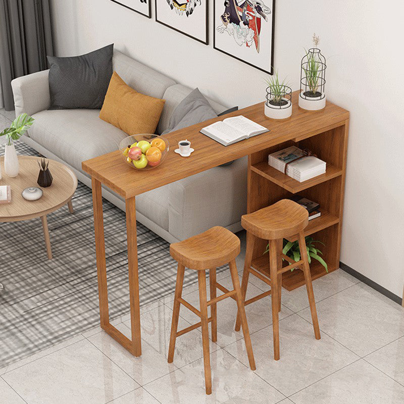 Glam 1/2/3 Pieces Bar Table Set Rectangle Wooden Bar Table with Bar Stool