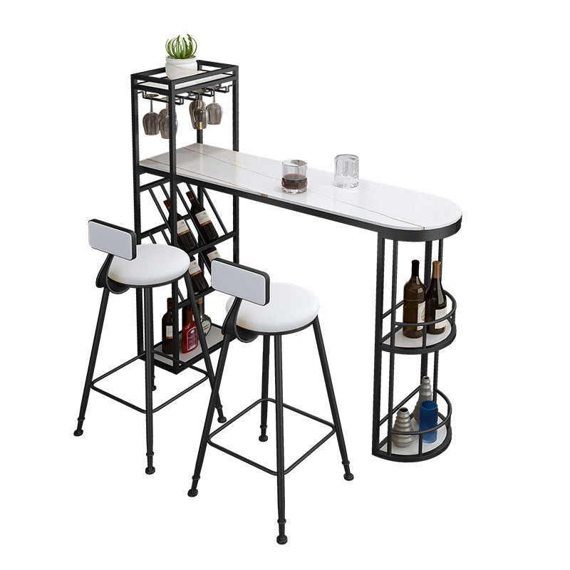 Contemporary 1/2/3 Pieces Bar Table Set Stone Bar Table with Bar Stool