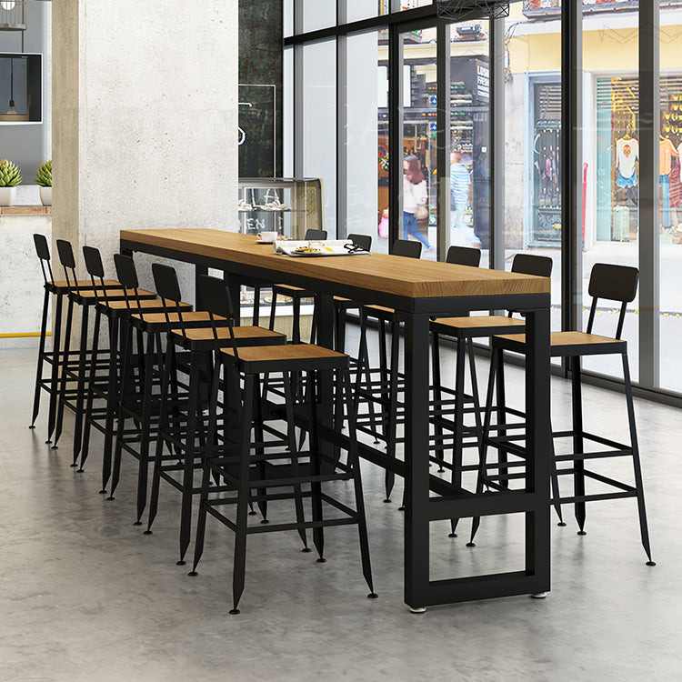 Industrial  1/7/12 Pieces Bar Table Set Rectangle Pine Wood Counter Table with High Stools