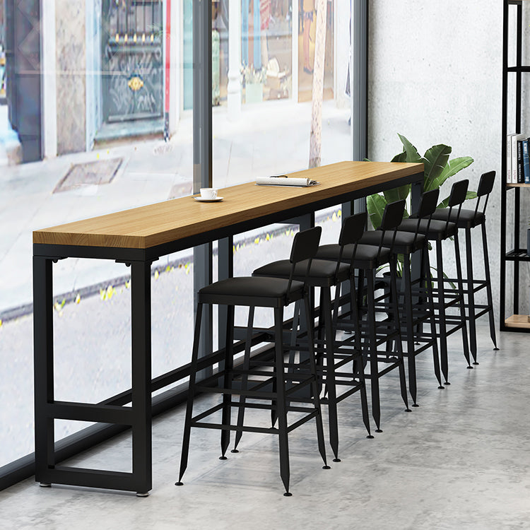 Industrial  1/7/12 Pieces Bar Table Set Rectangle Pine Wood Counter Table with High Stools