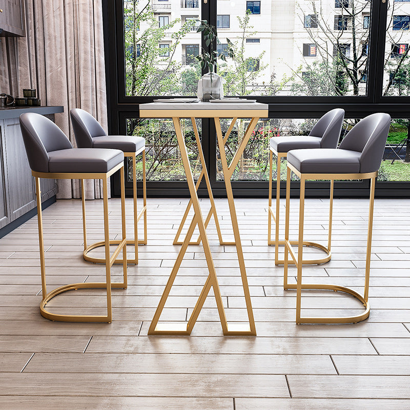 Contemporary 1/2/3/5/7 Pieces Bar Table Set Rectangle Stone Bar Table with Bar Stool