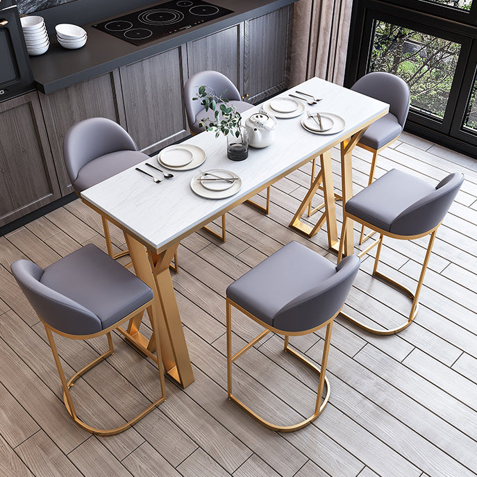 Contemporary 1/2/3/5/7 Pieces Bar Table Set Rectangle Stone Bar Table with Bar Stool