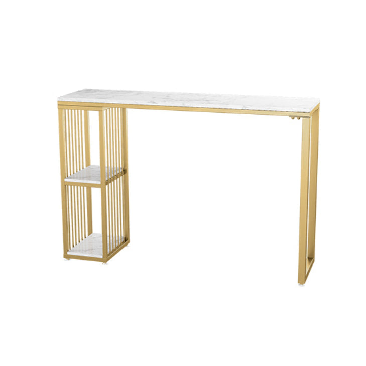 Glam 1/3 Pieces Bar Table Set Rectangle Stone Counter Table with High Stools for Cafe