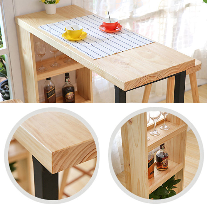 Glam 1/2/3 Pieces Bar Table Set Rectangle Bar Table with Wooden High Stools