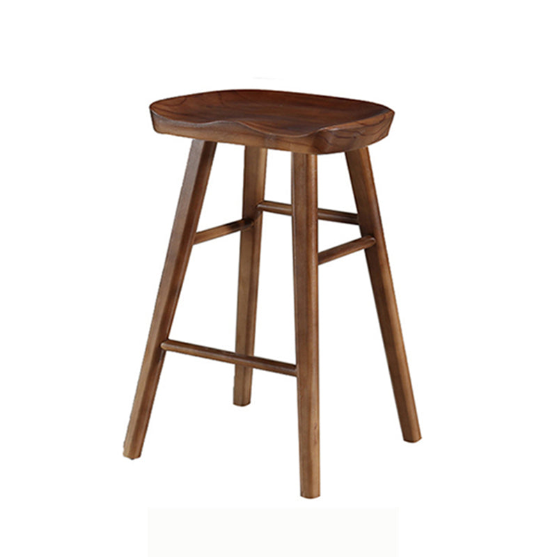 Modern Backless Counter Stool Armless Solid Wood Footrest Bar Stool