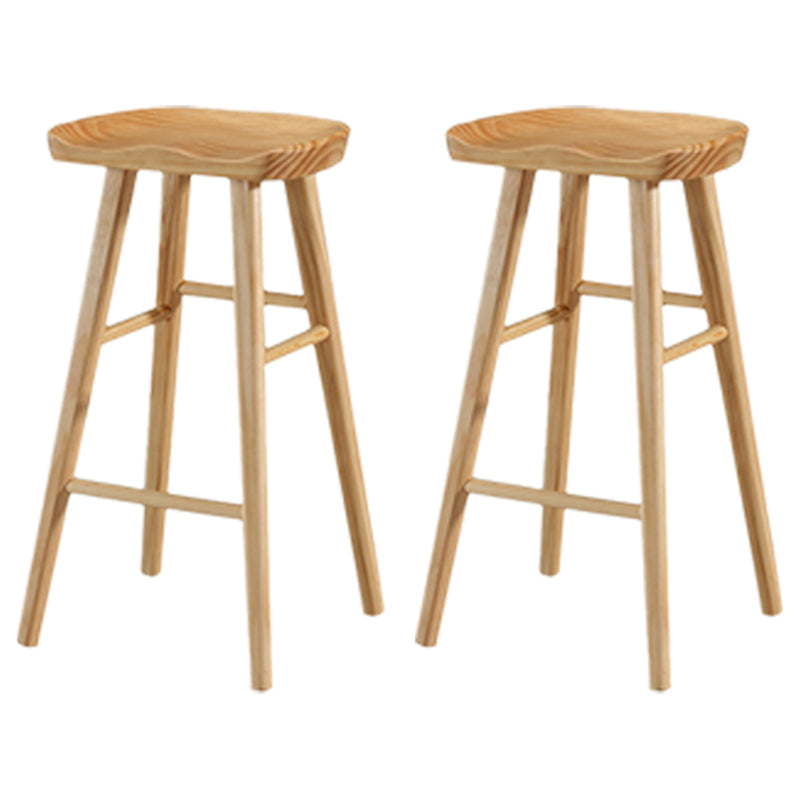 Modern Backless Counter Stool Armless Solid Wood Footrest Bar Stool