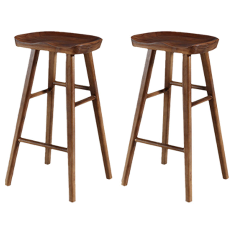 Modern Backless Counter Stool Armless Solid Wood Footrest Bar Stool