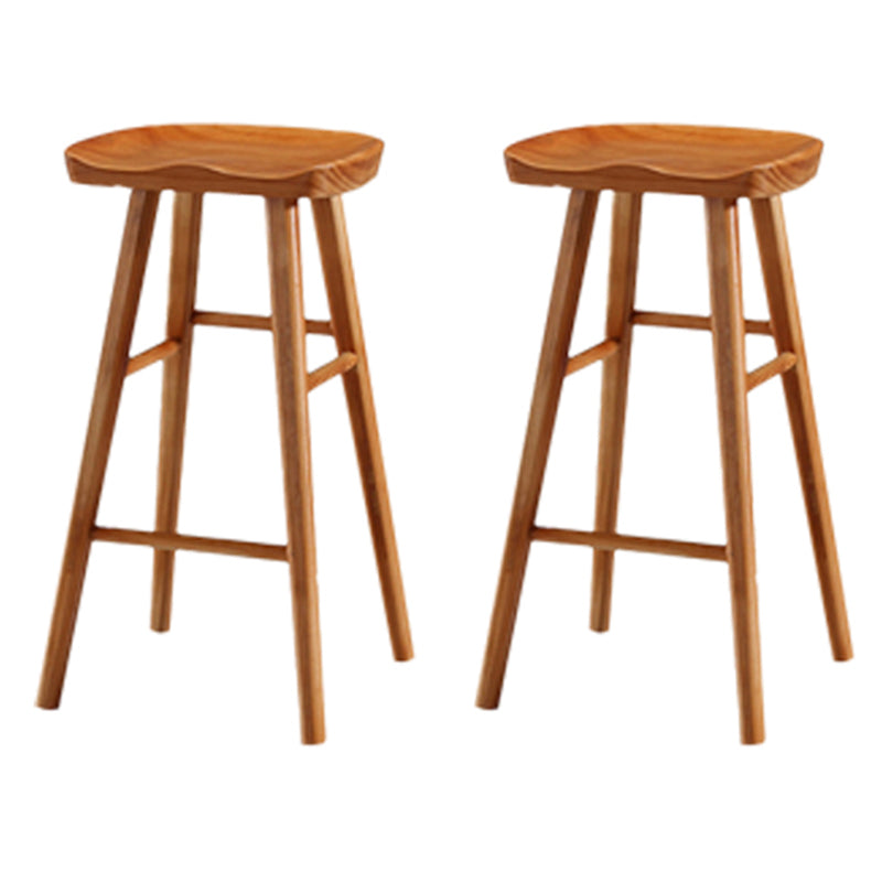 Modern Backless Counter Stool Armless Solid Wood Footrest Bar Stool