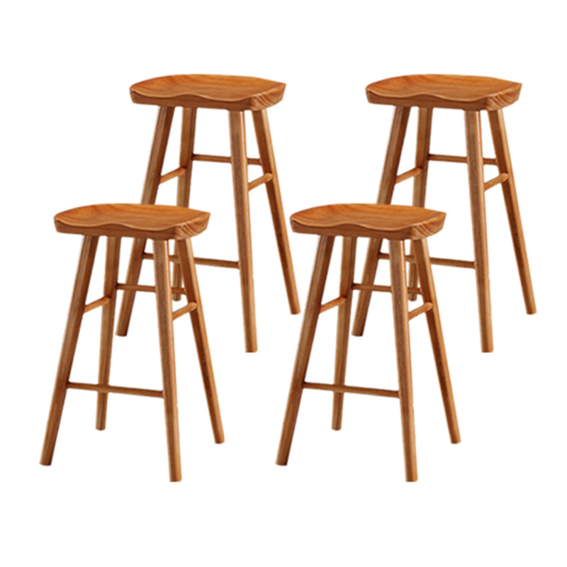 Modern Backless Counter Stool Armless Solid Wood Footrest Bar Stool