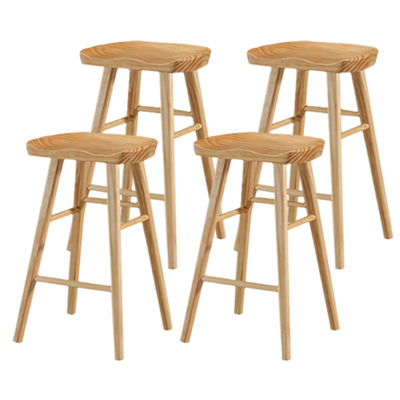 Modern Backless Counter Stool Armless Solid Wood Footrest Bar Stool