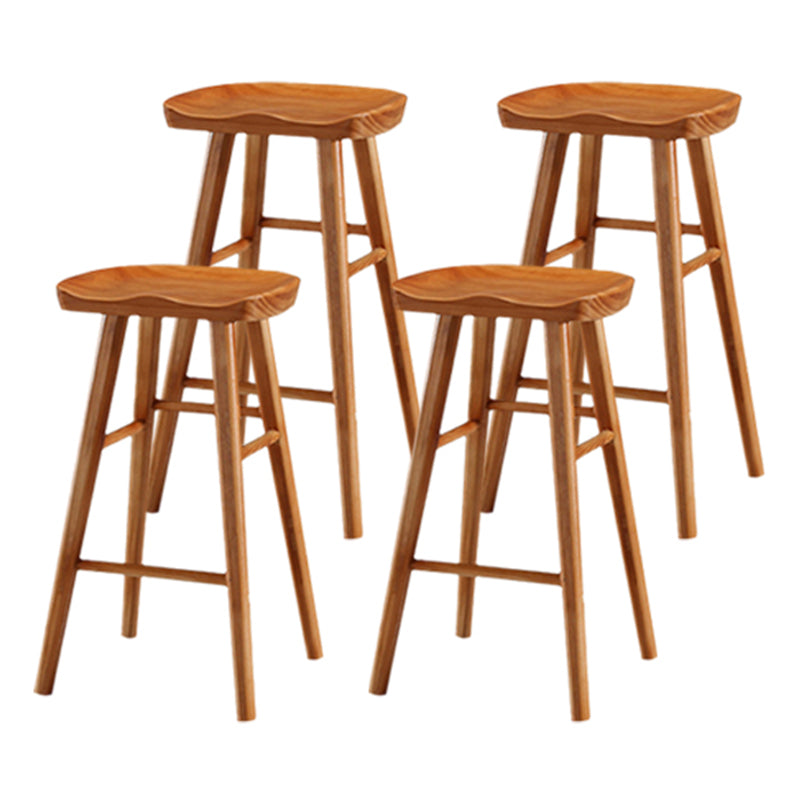 Modern Backless Counter Stool Armless Solid Wood Footrest Bar Stool