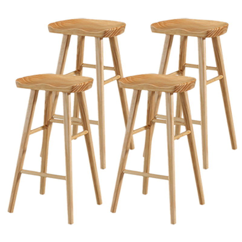 Modern Backless Counter Stool Armless Solid Wood Footrest Bar Stool