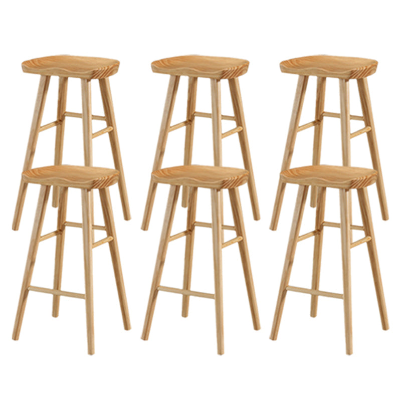 Modern Backless Counter Stool Armless Solid Wood Footrest Bar Stool