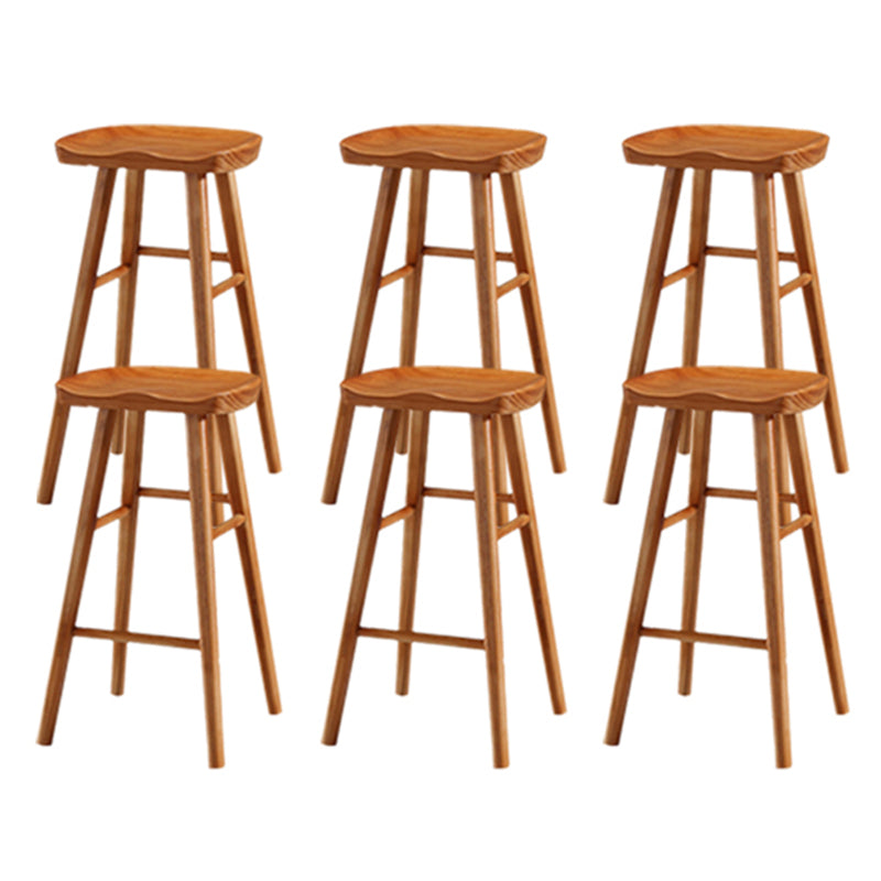 Modern Backless Counter Stool Armless Solid Wood Footrest Bar Stool