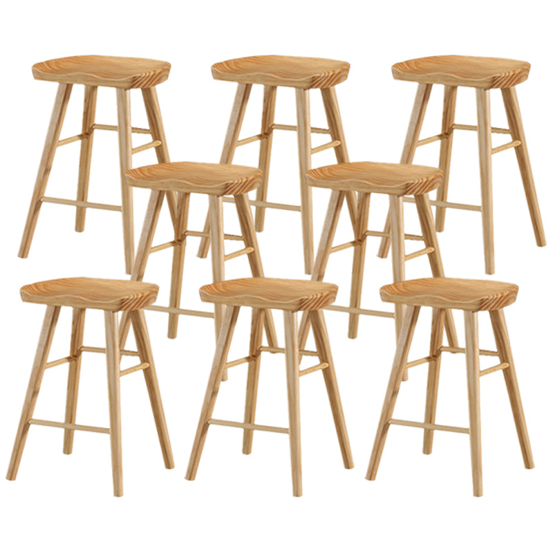 Modern Backless Counter Stool Armless Solid Wood Footrest Bar Stool