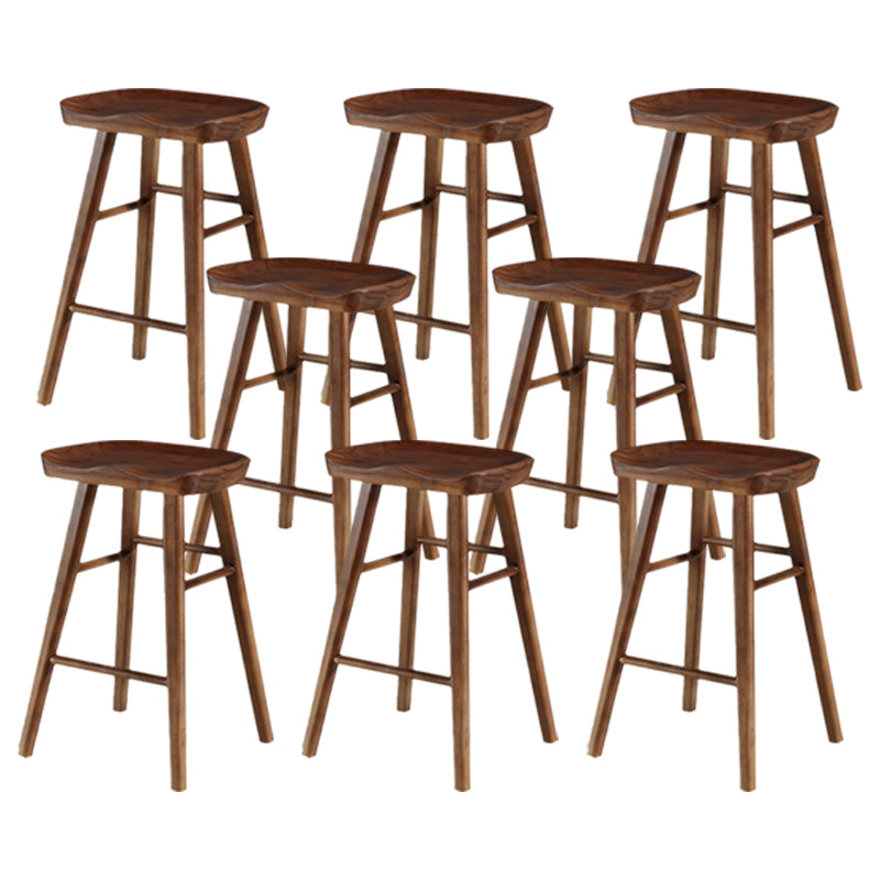 Modern Backless Counter Stool Armless Solid Wood Footrest Bar Stool