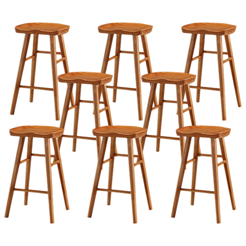 Modern Backless Counter Stool Armless Solid Wood Footrest Bar Stool