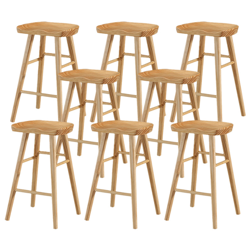 Modern Backless Counter Stool Armless Solid Wood Footrest Bar Stool