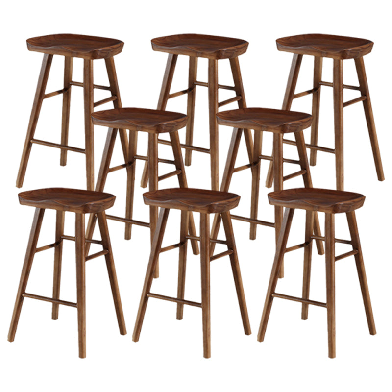 Modern Backless Counter Stool Armless Solid Wood Footrest Bar Stool