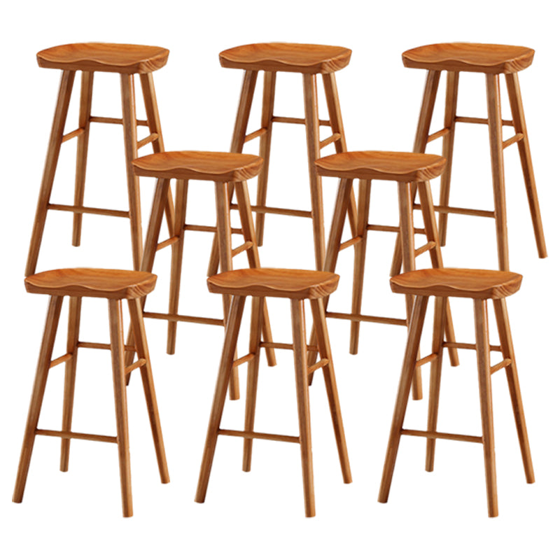 Modern Backless Counter Stool Armless Solid Wood Footrest Bar Stool