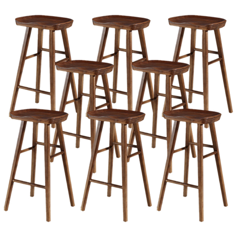 Modern Backless Counter Stool Armless Solid Wood Footrest Bar Stool