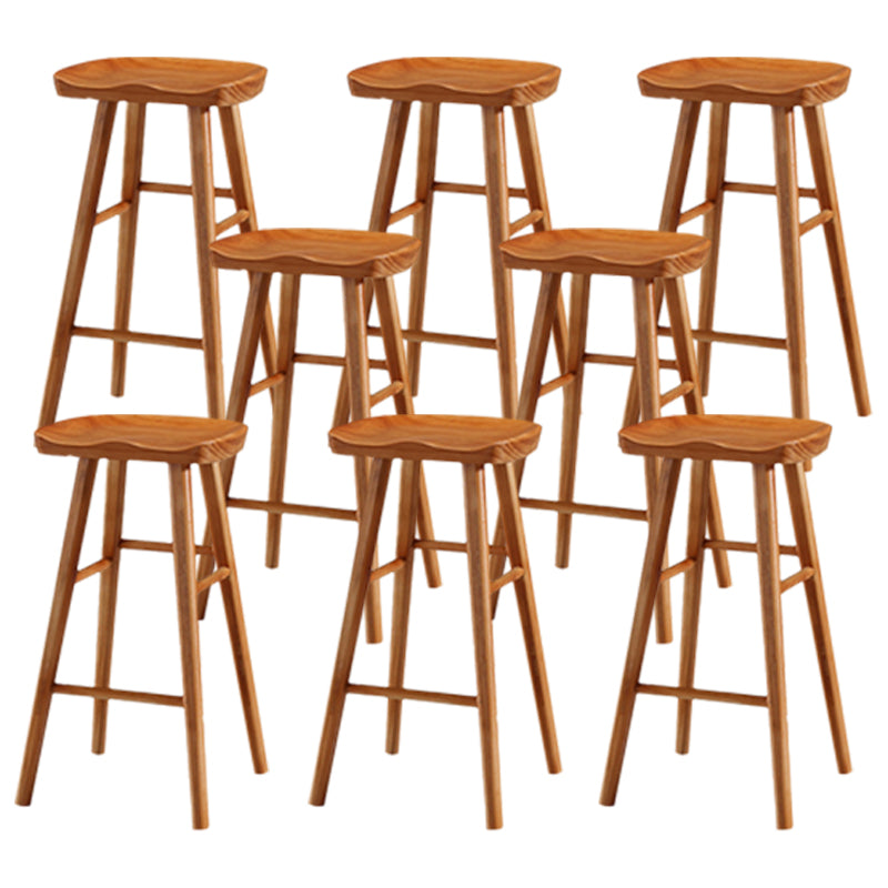 Modern Backless Counter Stool Armless Solid Wood Footrest Bar Stool