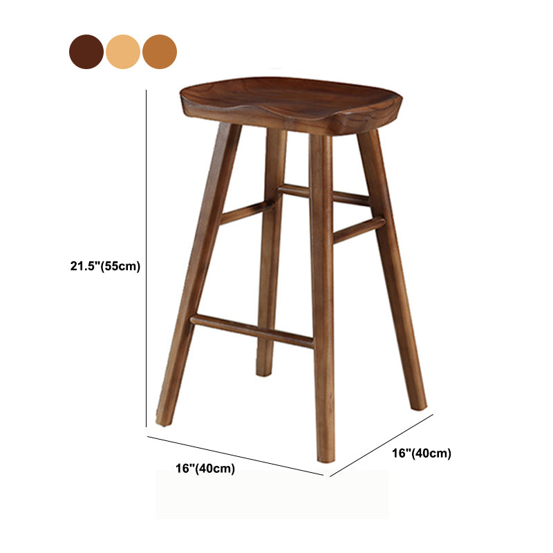 Modern Backless Counter Stool Armless Solid Wood Footrest Bar Stool