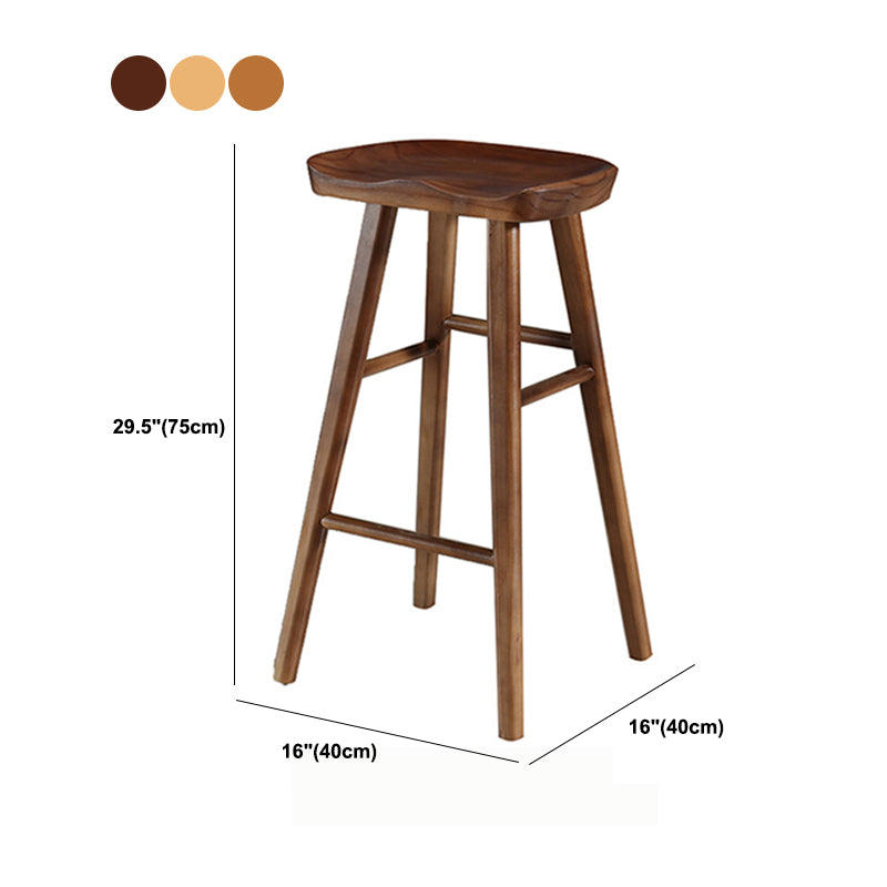 Modern Backless Counter Stool Armless Solid Wood Footrest Bar Stool