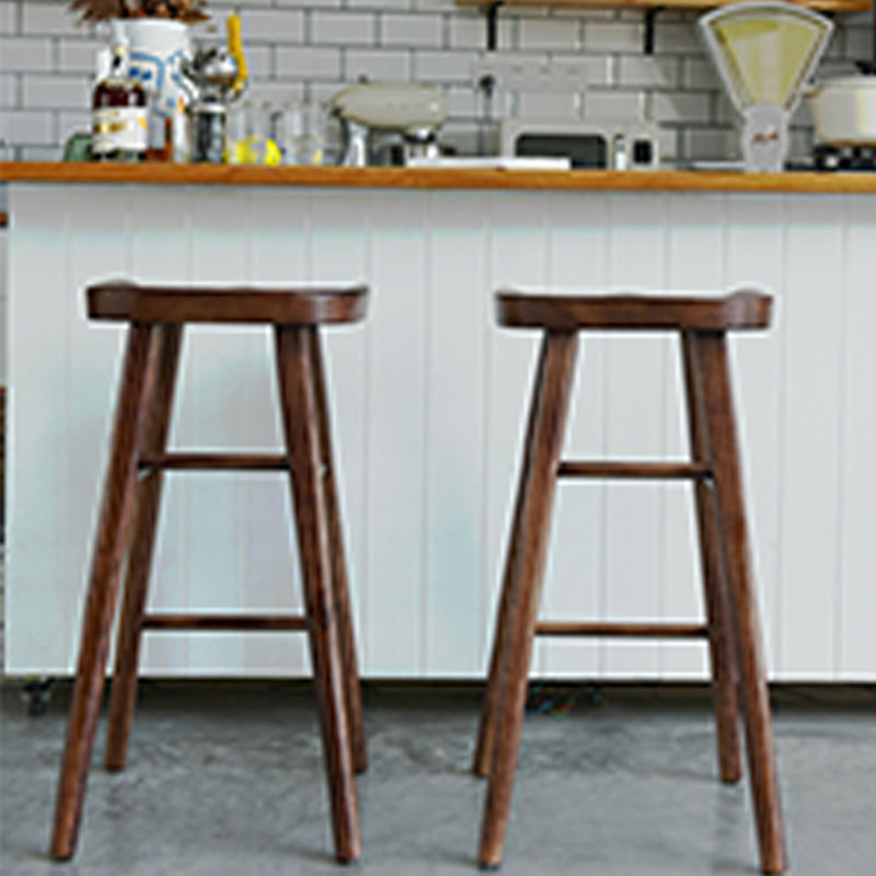 Armless Saddle Seat Counter Stool Modern Solid Wood Footrest Bar Chair