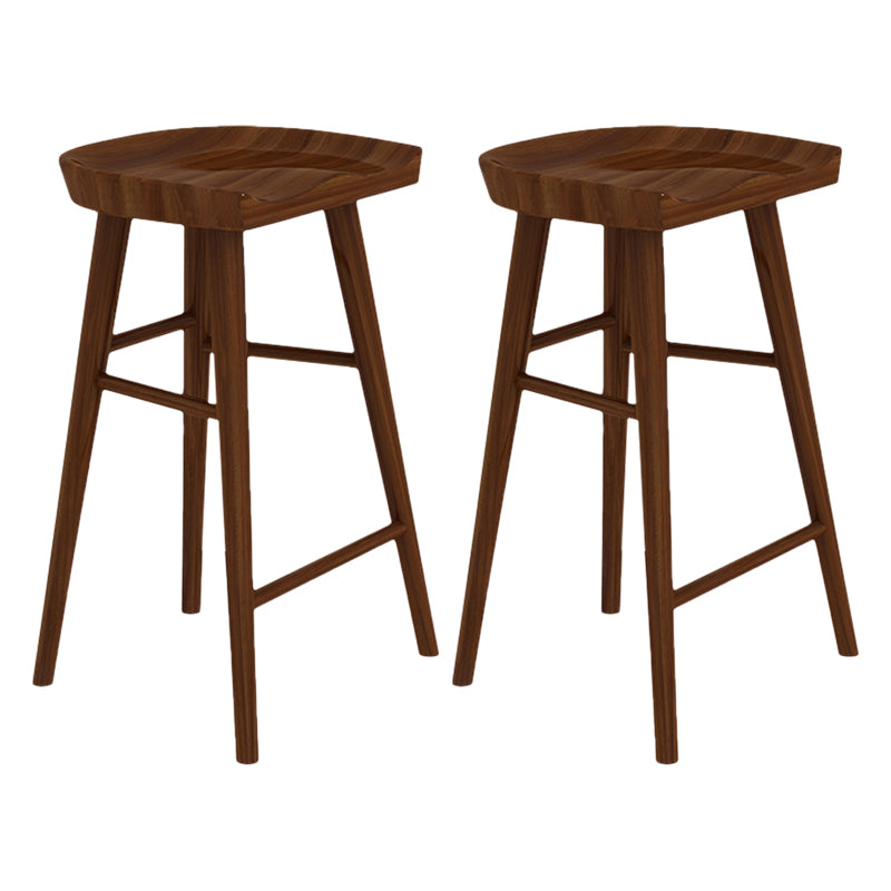 Armless Saddle Seat Counter Stool Modern Solid Wood Footrest Bar Chair