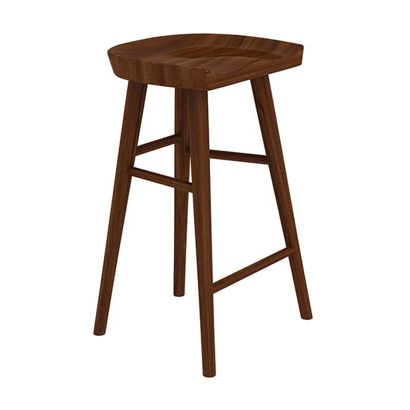 Armless Saddle Seat Counter Stool Modern Solid Wood Footrest Bar Chair