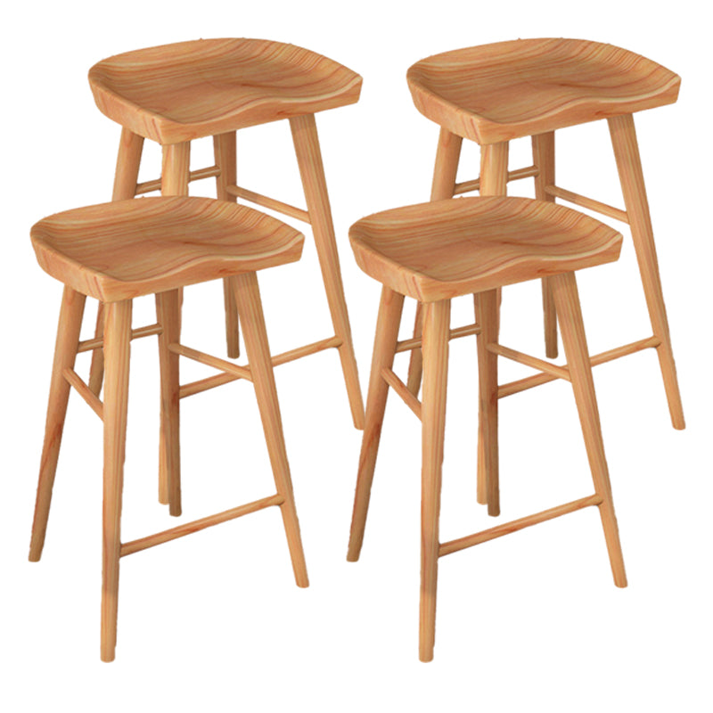 Armless Saddle Seat Counter Stool Modern Solid Wood Footrest Bar Chair