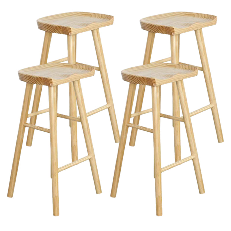 Armless Saddle Seat Counter Stool Modern Solid Wood Footrest Bar Chair