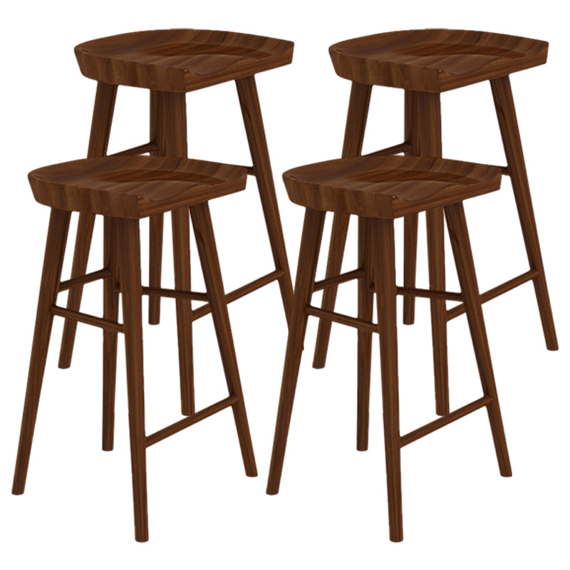Armless Saddle Seat Counter Stool Modern Solid Wood Footrest Bar Chair