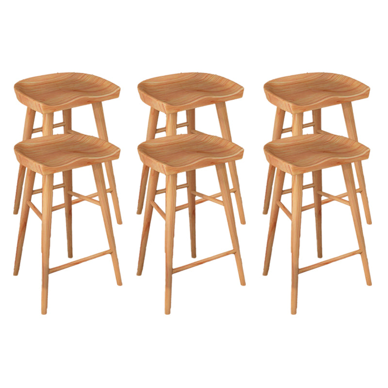 Armless Saddle Seat Counter Stool Modern Solid Wood Footrest Bar Chair