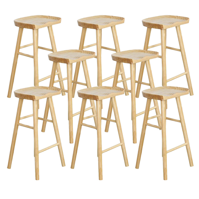 Armless Saddle Seat Counter Stool Modern Solid Wood Footrest Bar Chair