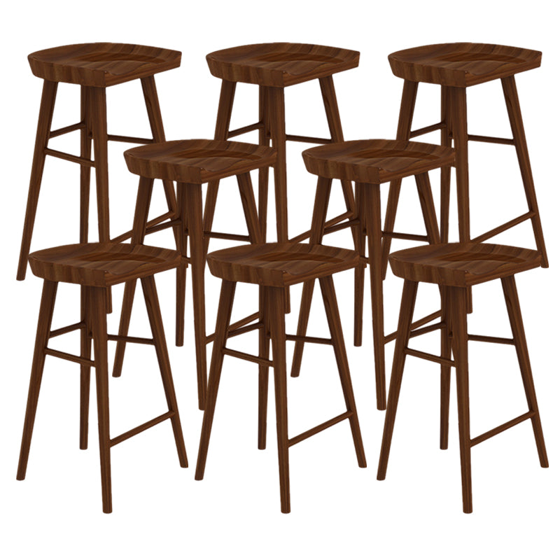 Armless Saddle Seat Counter Stool Modern Solid Wood Footrest Bar Chair