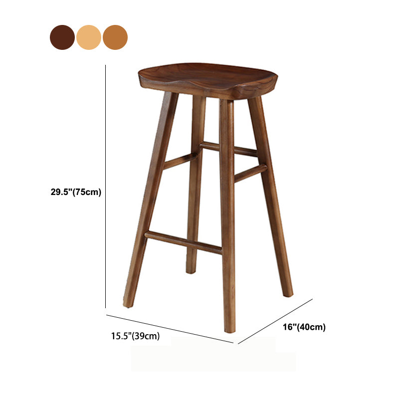 Armless Saddle Seat Counter Stool Modern Solid Wood Footrest Bar Chair