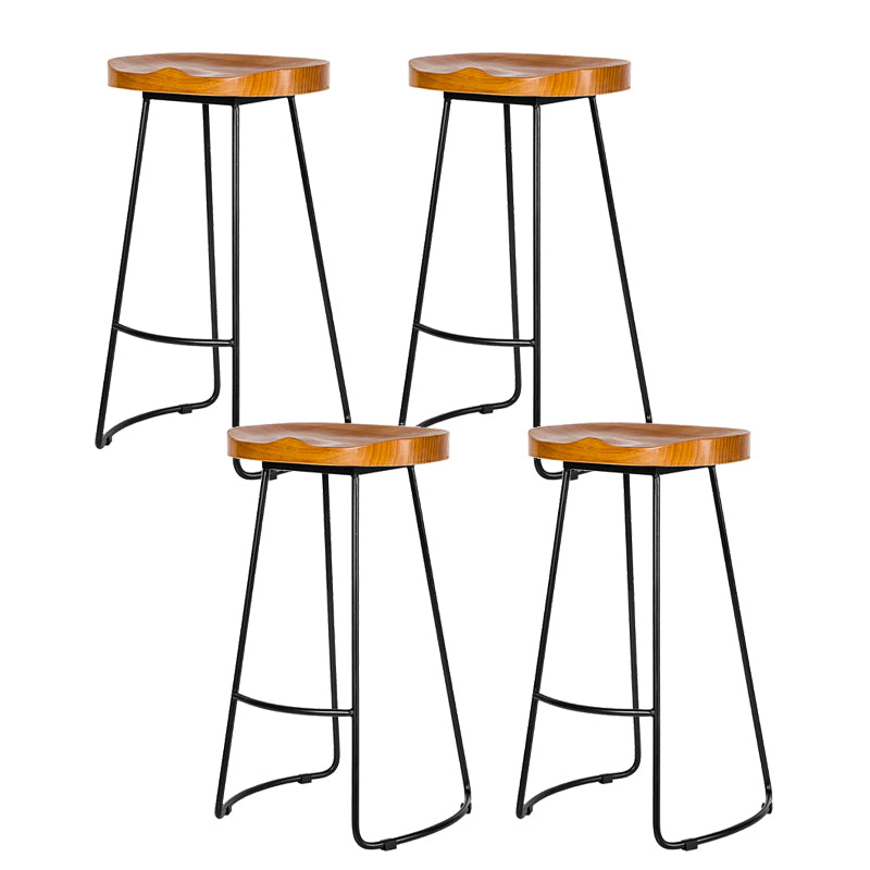 Industrial Backless Counter Stool Natural Wood Counter & Bar Stool for Coffee Shop