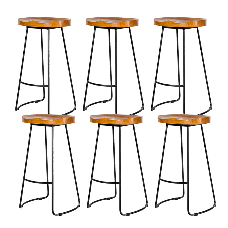 Industrial Backless Counter Stool Natural Wood Counter & Bar Stool for Coffee Shop