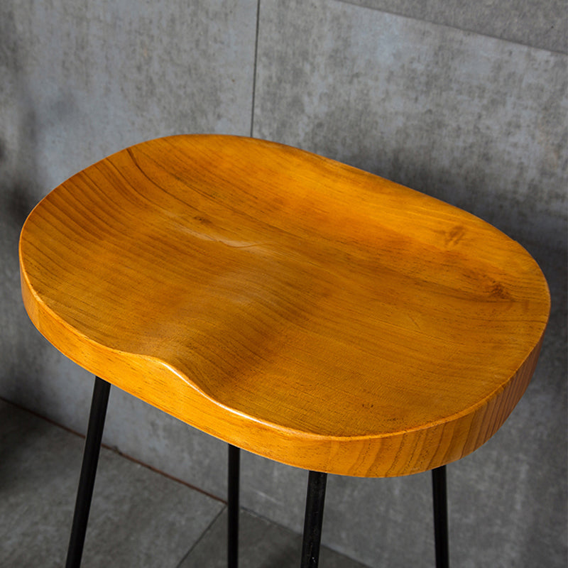 Industrial Backless Counter Stool Natural Wood Counter & Bar Stool for Coffee Shop