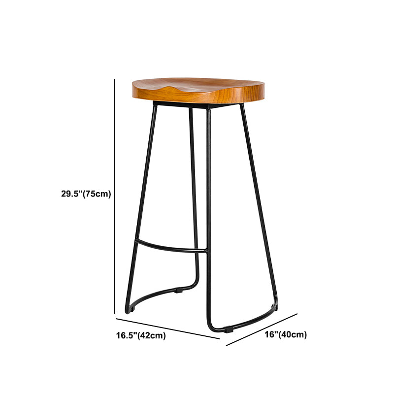 Industrial Backless Counter Stool Natural Wood Counter & Bar Stool for Coffee Shop