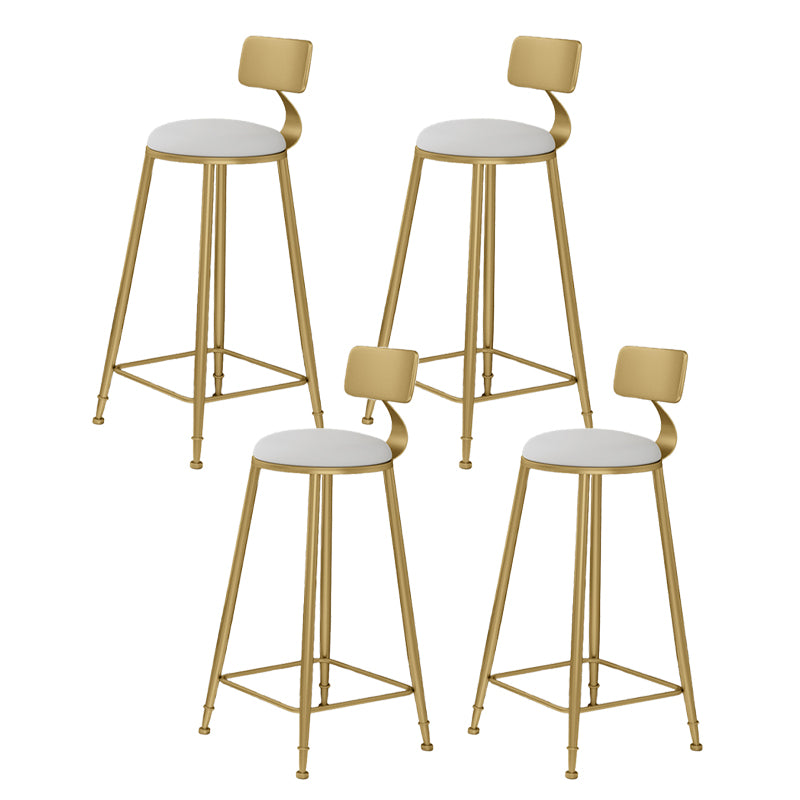 Glam Round Counter-height Stool Leather Footrest Bar Stool with Gold Base
