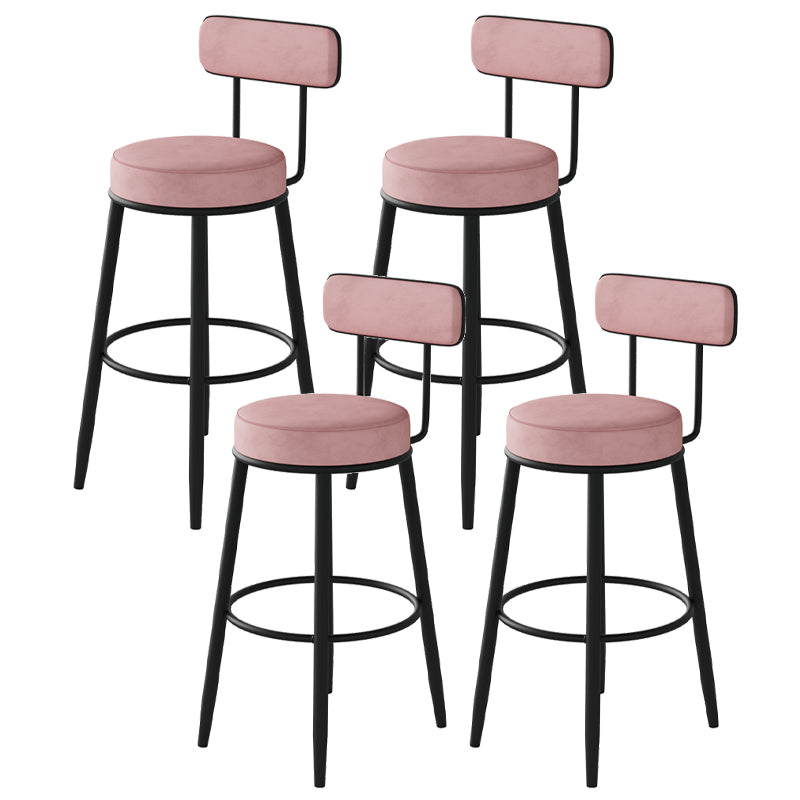 Fabric Upholstered Armless Bar Stools Scandinavian Round Seat Barstool