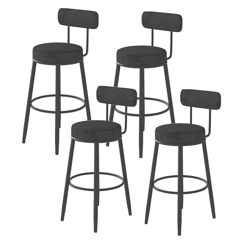 Fabric Upholstered Armless Bar Stools Scandinavian Round Seat Barstool