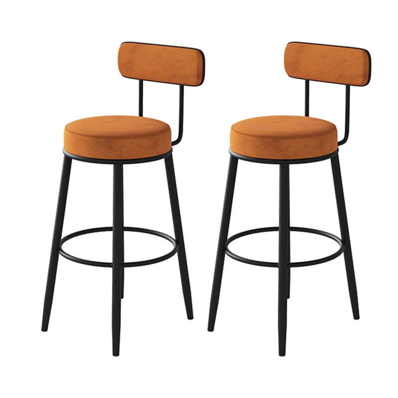 Fabric Upholstered Armless Bar Stools Scandinavian Round Seat Barstool