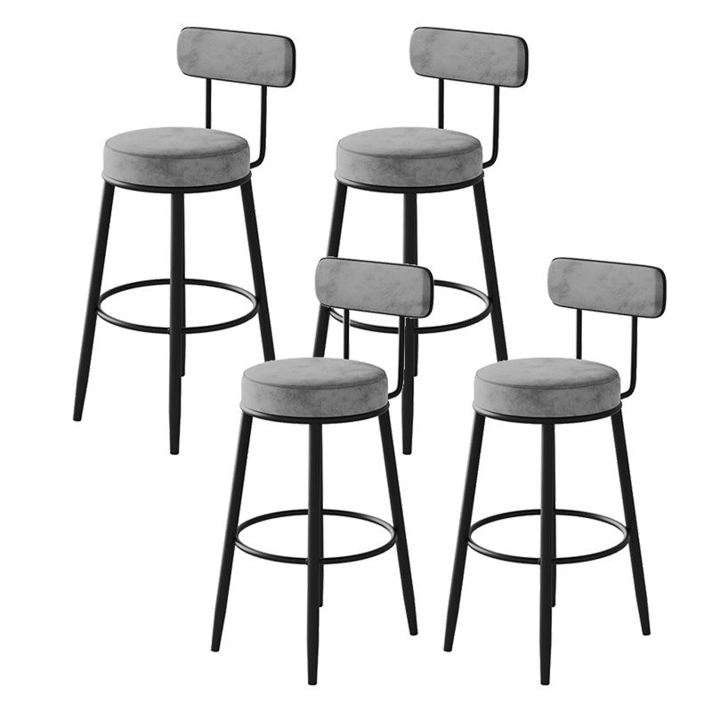 Fabric Upholstered Armless Bar Stools Scandinavian Round Seat Barstool