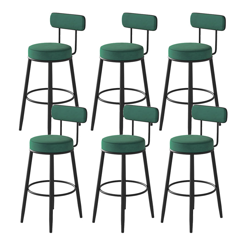 Fabric Upholstered Armless Bar Stools Scandinavian Round Seat Barstool